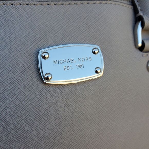 Michael Kors Gray Saffiano Leather Crossbody Satchel - Picture 7 of 17